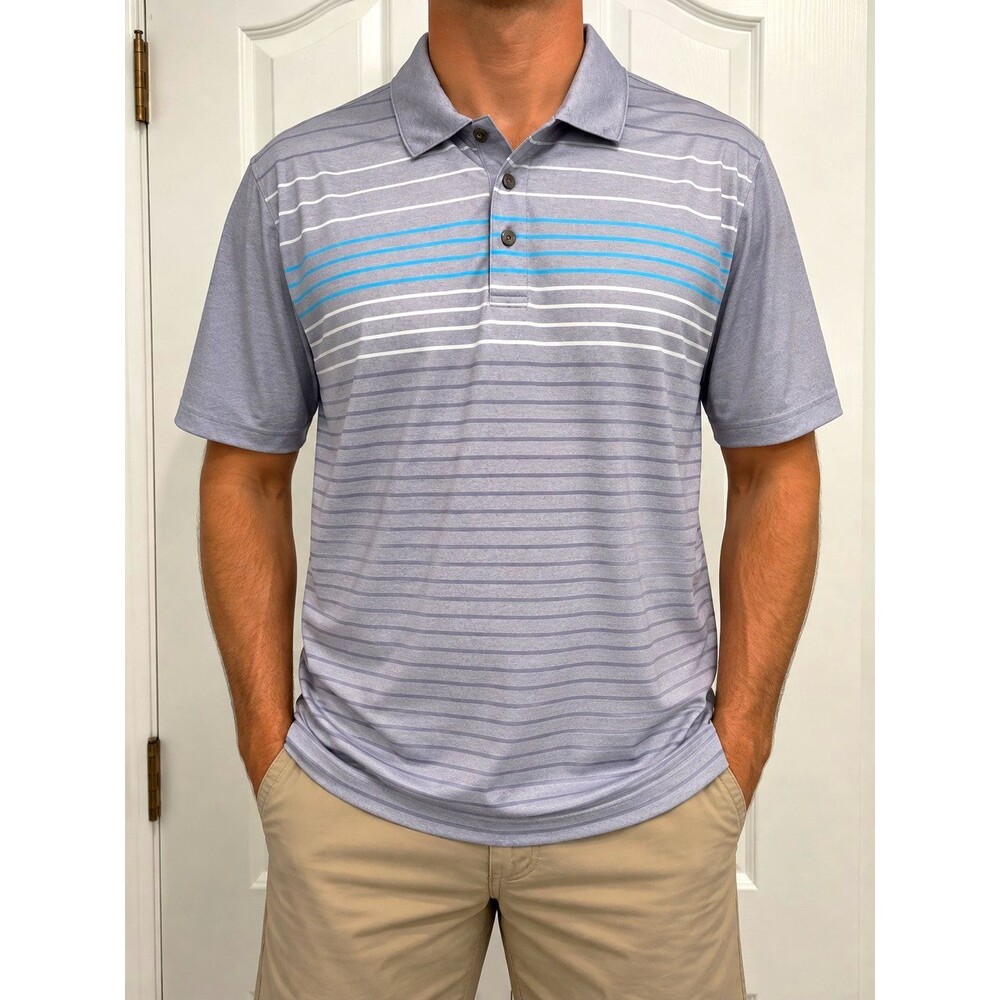 Pebble Beach Dry-Luxe Performance Men's Striped Polo Shirt Short Sleeve M